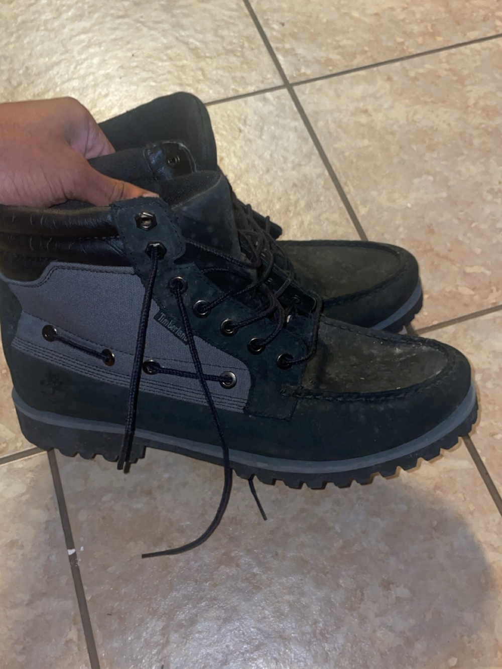Timberland Black and Gray Lace-Up Men's Boots